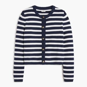 J Crew Coastal Grandmother Striped Navy and White Cardigan M